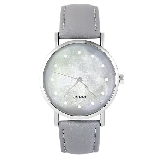 zegarki unisex Zegarek - Szary - szary, skórzany