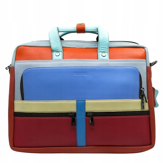 torby na ramię Aktówka torba na laptopa skórzana rączki regulowany pasek kieszenie OLIVKA