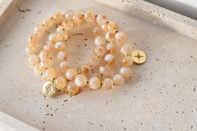 bransoletki z kamieni naturalnych Bransoletka elastyczna z cytrynem i hematytem