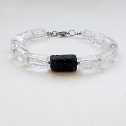 bransoletki z kamieni naturalnych Turmalin i kryształ Bransoletka