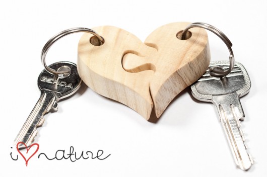 Breloki puzzlowe  - serce da dwojga  i love nature