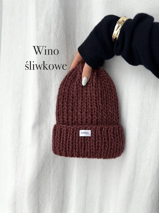 czapki damskie Czapka Lily 100% wełna *wino śliwkowe*