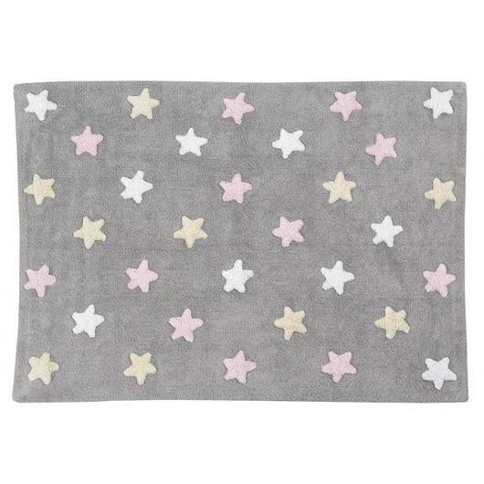 dywany Dywan Tricolor Star Gris/Rosa Lorena Canals