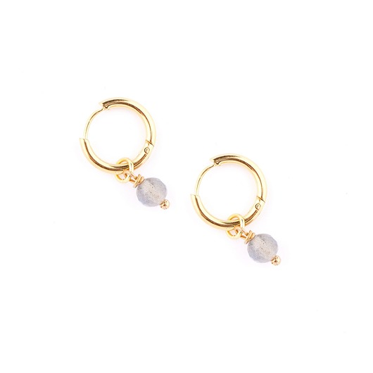 kolczyki - inne Labradoryt - kolczyki koła z pozłacanej stali szlachetnej