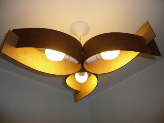 Lampa wisząca ze sklejki giętej - kolor złoty zyrRafo