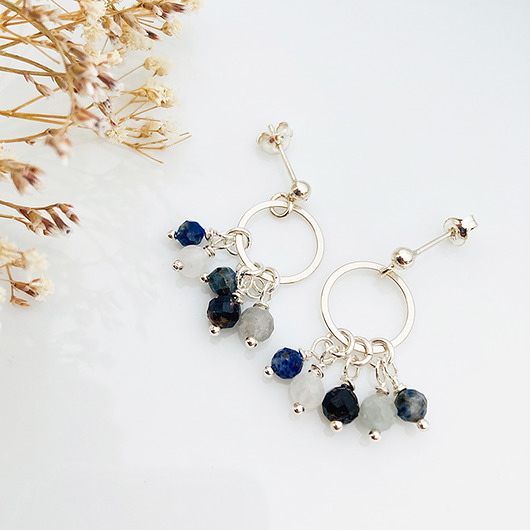 Kolczyki z kamieniami, szafir, lapis lazuli Anemon Atelier