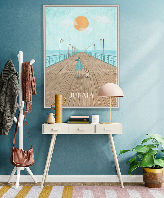 plakaty Jurata - Morze Bałtyckie i molo - plakat fine art