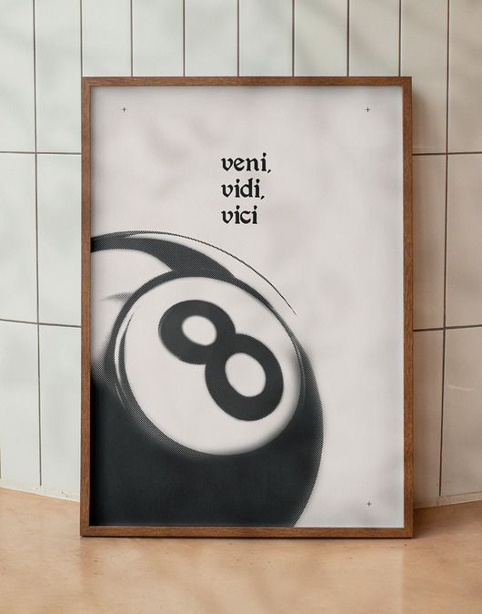 plakaty Plakat motywacyjny - 8 ball - Veni Vidi Vici - Druk Pigmentowy