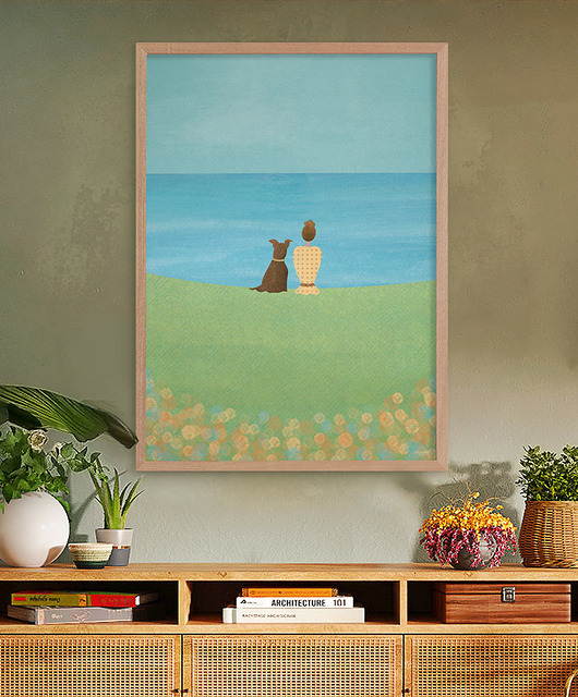 plakaty Plakat - Z psem na łące