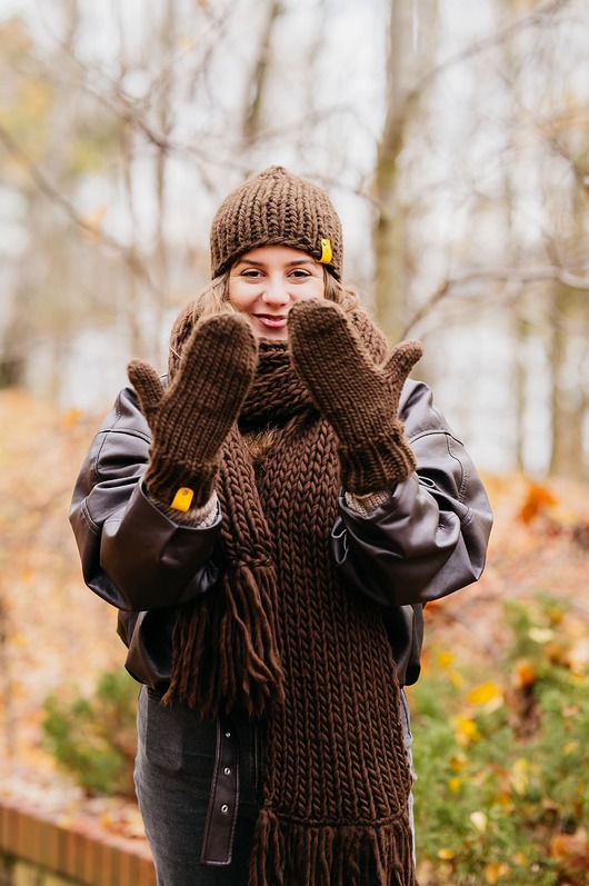 rękawiczki damskie Peruvian WOOLY rękawiczki z wełny peruwiańskiej czekolada
