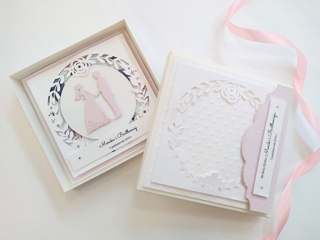 Kartka ślubna w pudełku jasna pastelowa SweetPaper