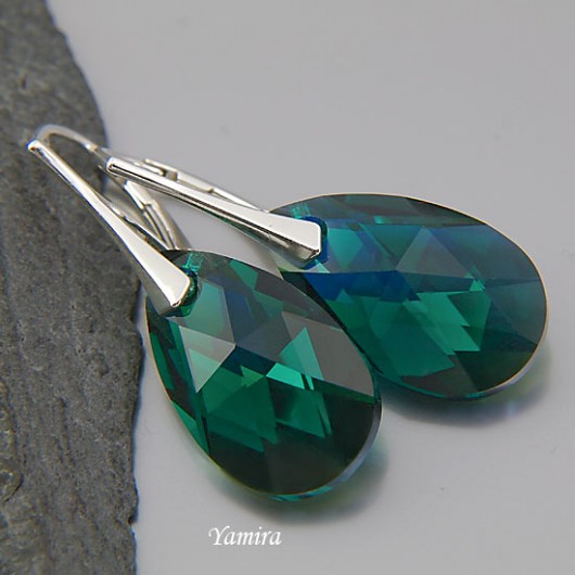 kryształ Swarovski Emerald AB classic - kolczyki yamira