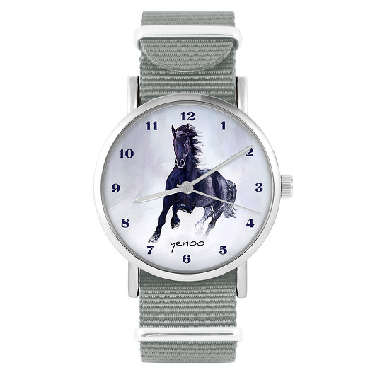 zegarki unisex Zegarek - Czarny koń cyfry - szary, nylonowy
