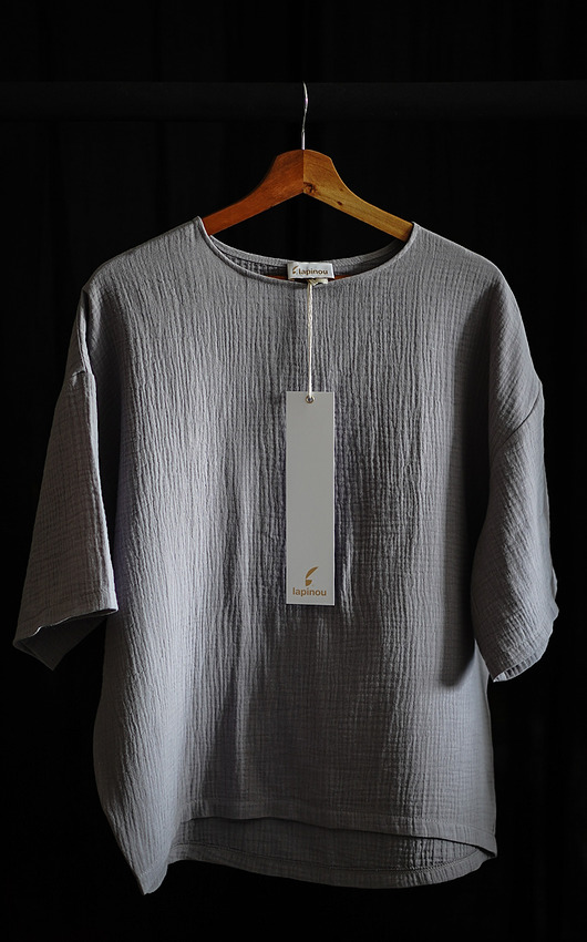 t-shirt damskie T-shirt oversize muślin JASNO SZARY