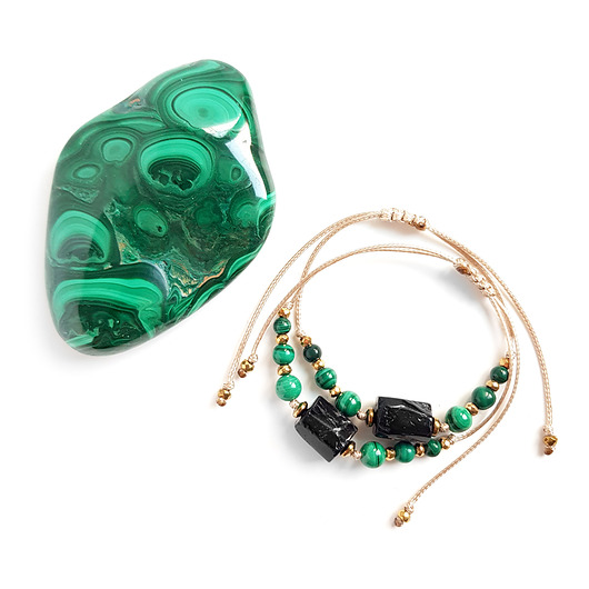 bransoletki z kamieni naturalnych Czarny turmalin, malachit i hematyt bransoletka