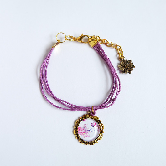 bransoletki ze szkła Bransoletka - Kwitnąca wiśnia - lila, złota