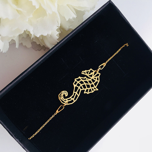 bransoletki złote Bransoletka z konikiem morskim, morska biżuteria