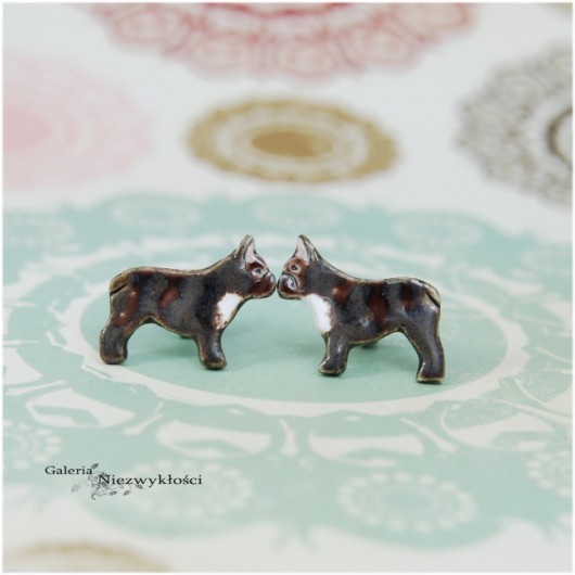 Buldog francuski mini- ceramiczne kolczyki Dorca