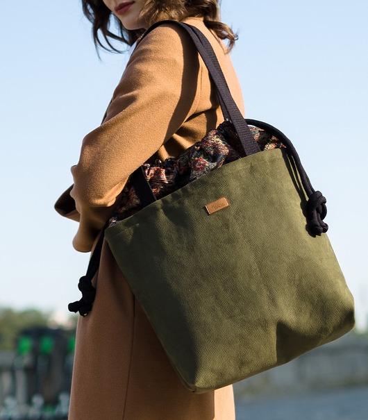 torby na ramię Torebka worek na ramię w kolorze khaki, shopperka