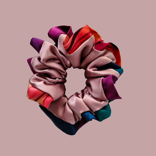 gumki do włosów Gumka jedwabna, scrunchie, frotka lawendowy róż kosmiczny sen MAXI