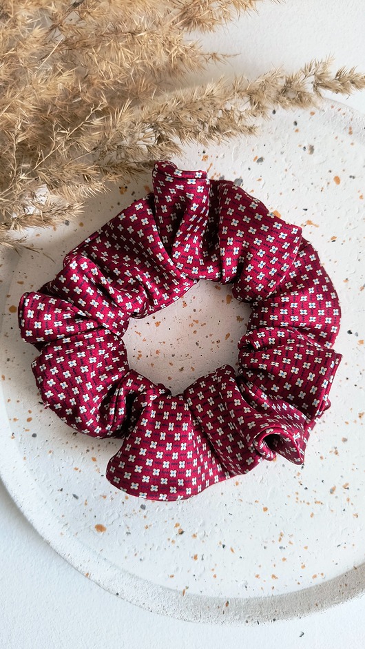 gumki do włosów Scrunchie Jedwabna Bordo