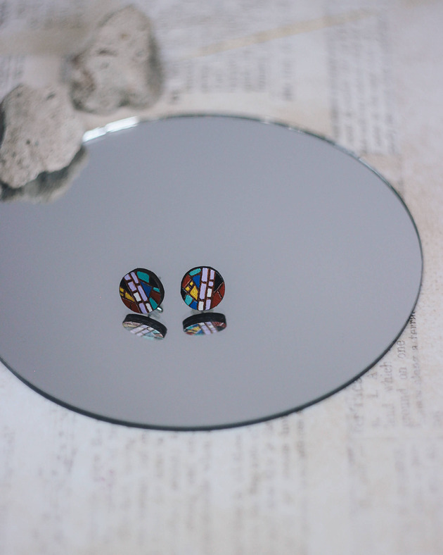 kolczyki - inne Małe kolczyki sztyfty z mozaiką