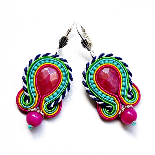 kolczyki soutache Sutaszowe kolczyki AZALEA