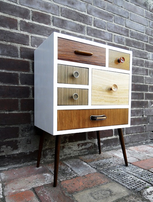 Komoda design lata 60-te, loft, stare szuflady. farfaladesign