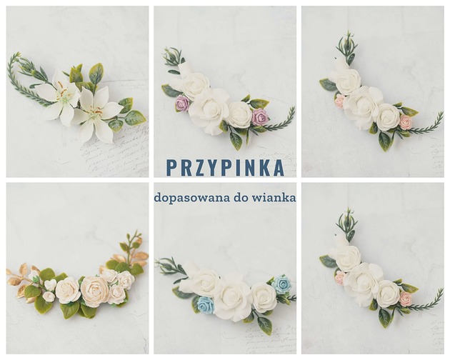 Przypinka na torebkę stroik komunijny Lola White