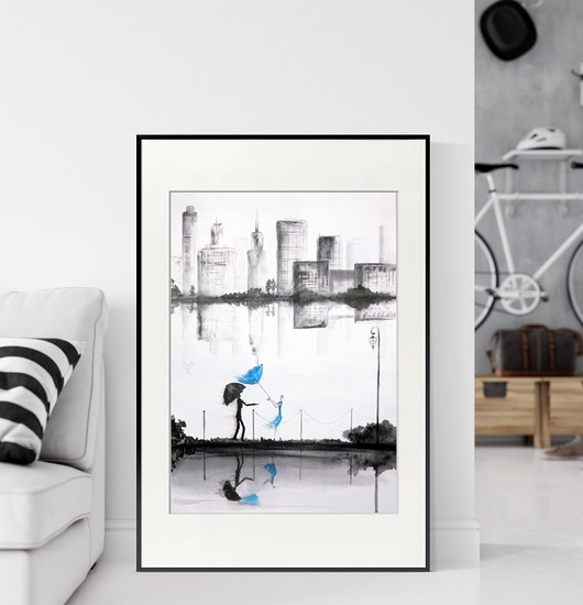 grafika 50X70 cm wykonana ręcznie, abstrakcja Krystyna Siwek Art