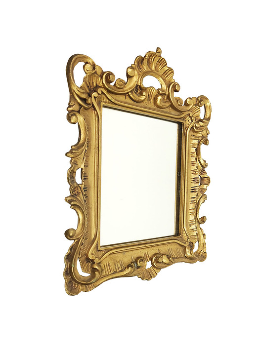 lustra stojące i wiszące Lusterko w złoconej, rzeźbionej ramie z lat 70.