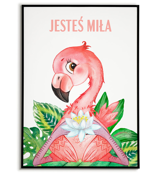 obrazy i plakaty do pokoju dziecięcego PLAKAT ZWIERZĄTKA flaming dla dziewczynki