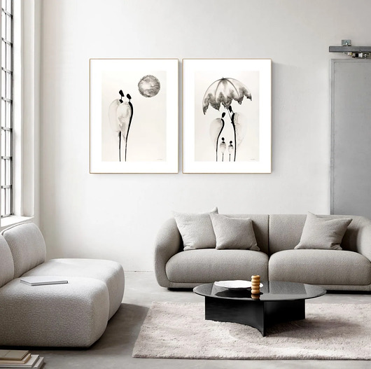 obrazy Zestaw 2 obrazów  malowanych ręcznie 50 x 70 cm