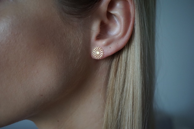 Pozłacane ażurowe kolczyki kwiatki srebro 925 VENA Jewellery