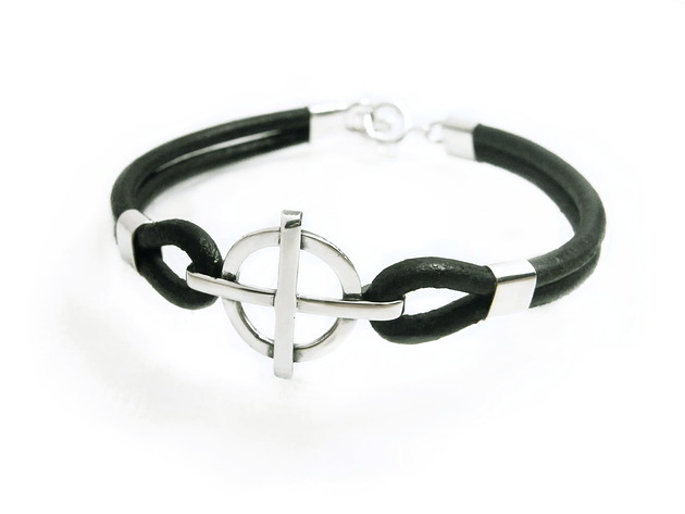 Bransoletka rzemień,krzyż celtycki,srebro 925 Toros Design