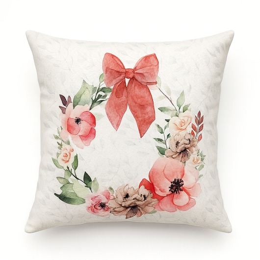 ozdoby wielkanocne Poszewka dekoracyjna z wianuszkiem