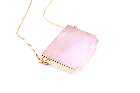 Brazi Colare Bite Kwarc Różowy w złocie Brazi Druse Jewelry