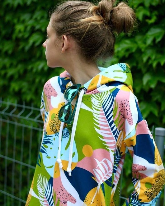 bluza z kapturem damska Bluza letnie zielone liście