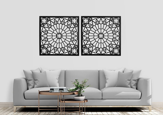 dekoracje - na ścianę AŻUROWA DEKORACJA ŚCIENNA 3D, PANEL DEKORACYJNY, STRASBOURG, ORNAMENT, DYPTYK