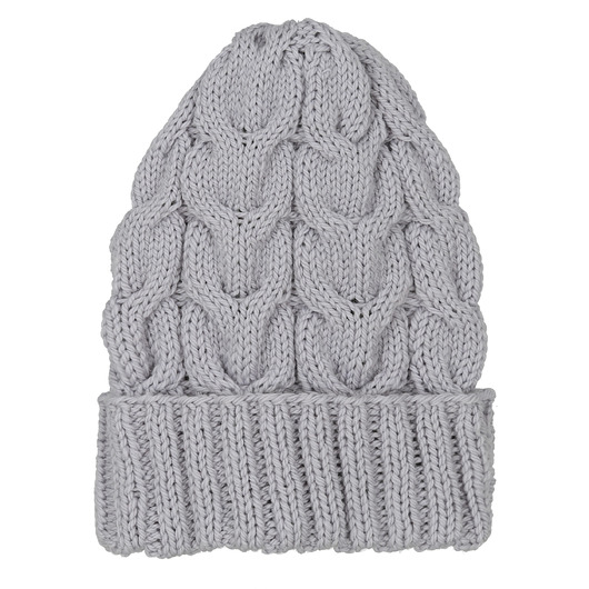 czapki damskie Merino cables beanie silver