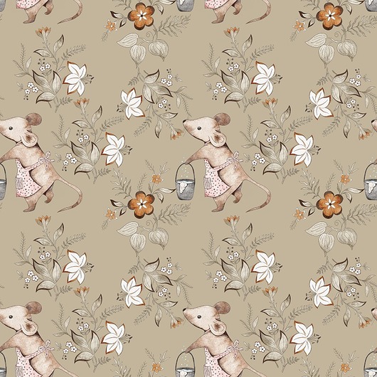 naklejki ścienne do pokoju dziecka Tapeta ścienna Spring Garden Mice on Green 53cmx10m PZ