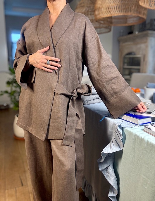 bluzki kimonowe damskie Kimono lniane z  kolekcji Day & Night