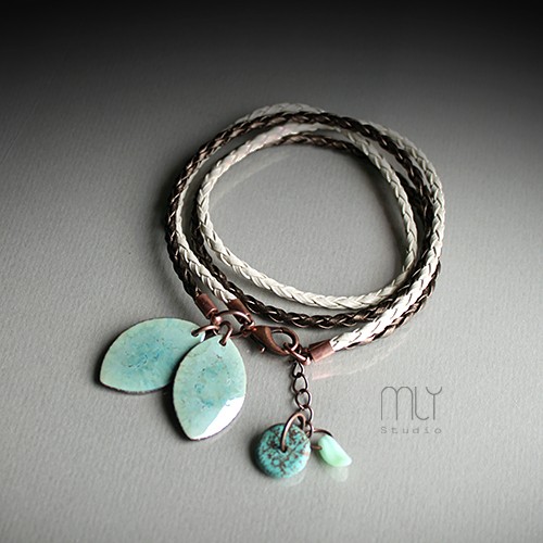 bransoletki ceramiczne Miętowe Listki