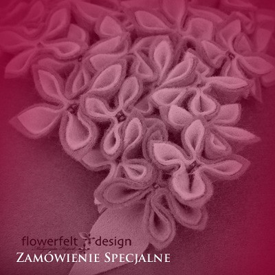 Szarożółty komplet z akcentem pomarańczowym FlowerFelt Design
