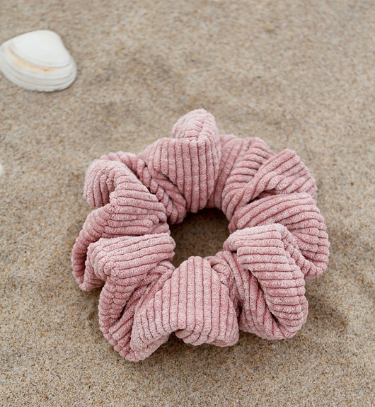 gumki do włosów Różowa sztrukswoa scrunchie Pink