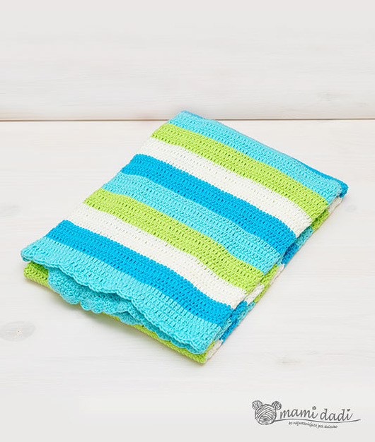kocyk dziecięcy turkusowo-biały - hand made Mamidadi