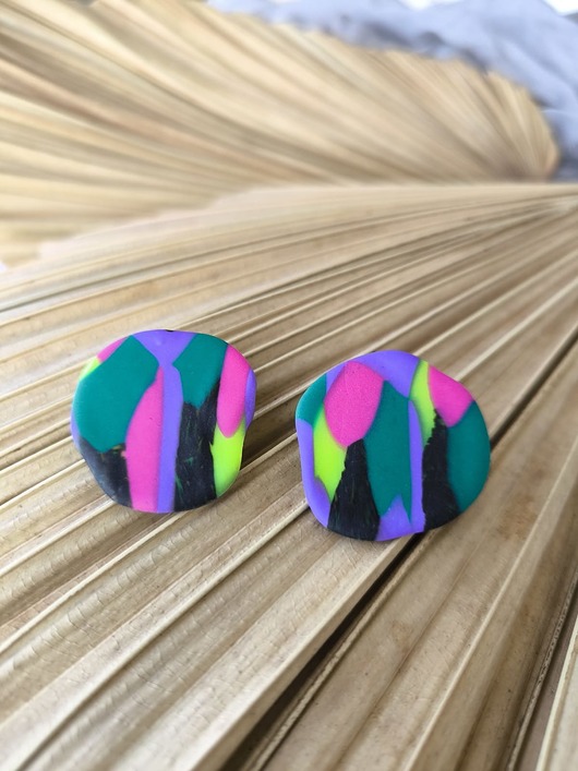 kolczyki z masy plastycznej HULA kolczyki organiczne koła