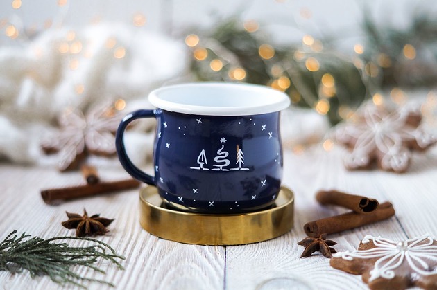 kubki Świąteczny Kubek Emaliowany Granatowy