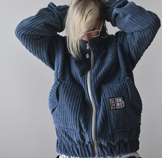 kurtki damskie Sztruksowa Kurtka Teddy Dusty Blue