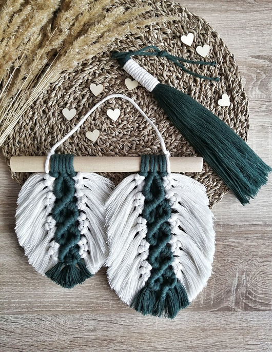 makramy Boho zestaw prezentowy makrama liście, chwost
